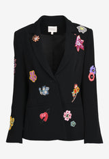 Cinq à Sept Rumi Mixed-Patch Blazer Black