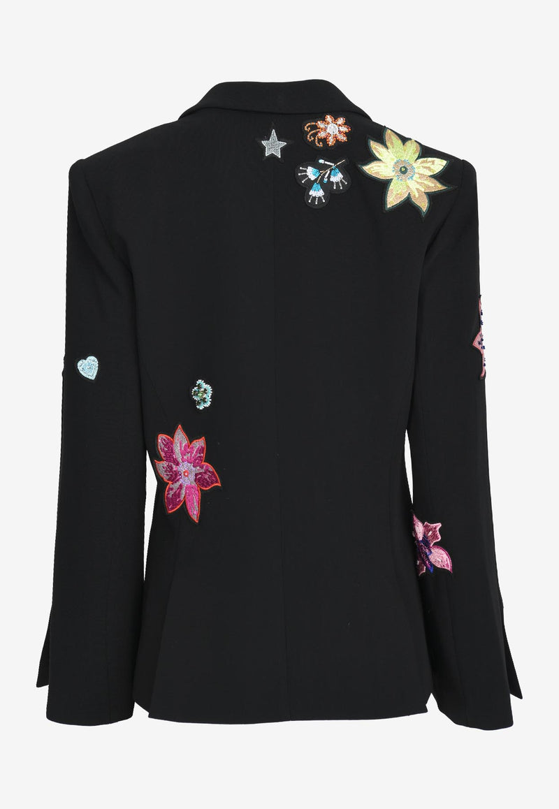 Cinq à Sept Rumi Mixed-Patch Blazer Black