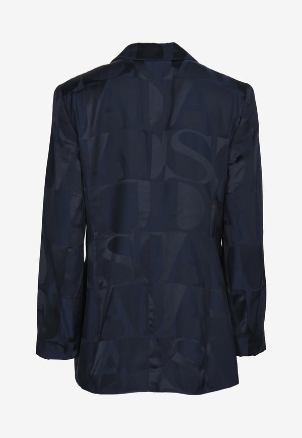 ESCADA Logo Jacquard Silk Blazer Navy