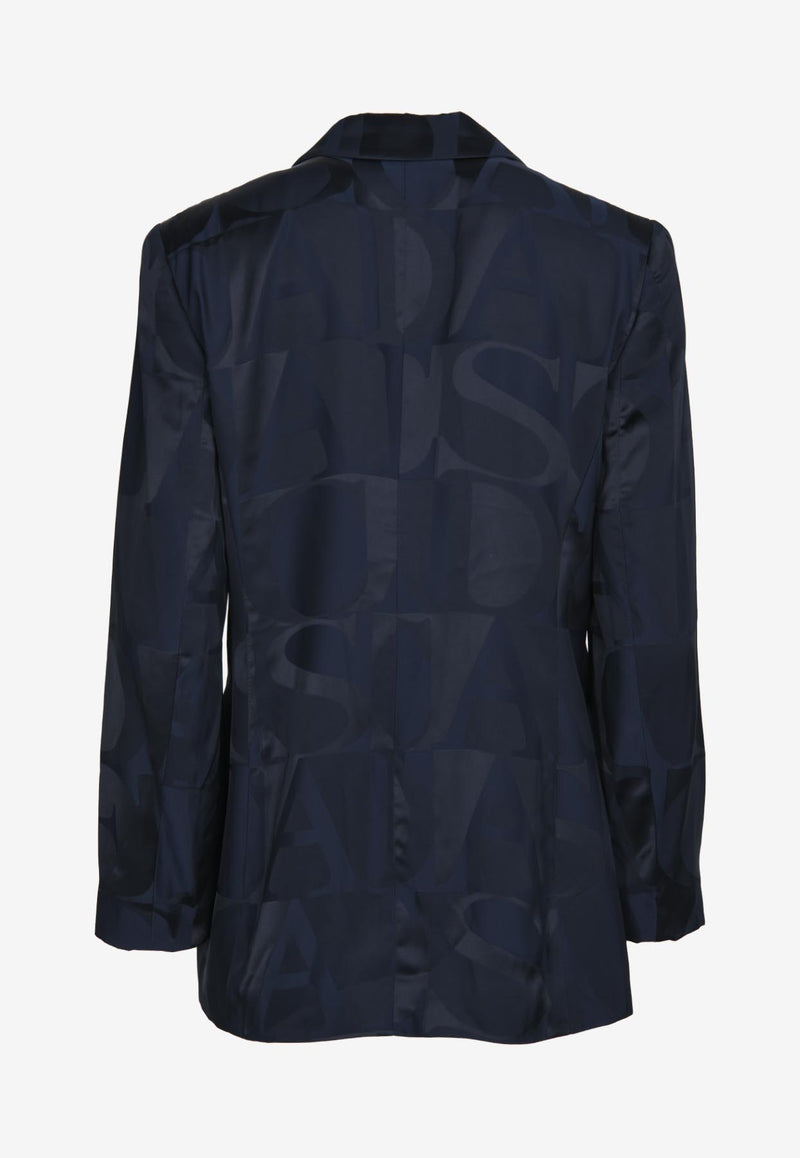 ESCADA Logo Jacquard Silk Blazer Navy