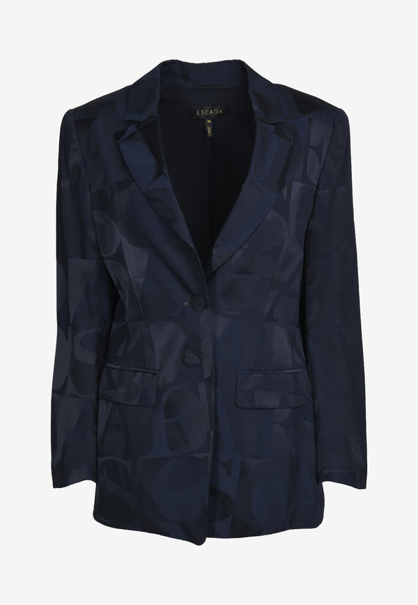 ESCADA Logo Jacquard Silk Blazer Navy