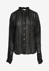 Paul & Joe Long-Sleeved Lurex Sheer Shirt Black