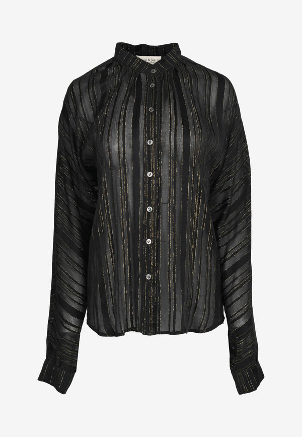 Paul & Joe Long-Sleeved Lurex Sheer Shirt Black