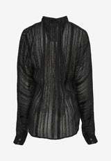 Paul & Joe Long-Sleeved Lurex Sheer Shirt Black