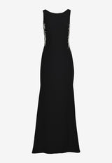 Pronovias Teron Beaded Crepe Gown Black