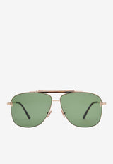 Tom Ford Jaden Aviator Sunglasses Green FT101728N60ROSE GOLD
