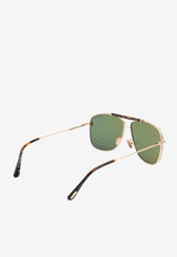 Tom Ford Jaden Aviator Sunglasses Green FT101728N60ROSE GOLD