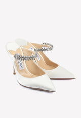 Jimmy Choo Bing 100 Crystal Embellished Satin Mules Ivory BING 100 SAT IVORY