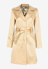 Caché Single-Breasted Metallic Trench Coat Gold