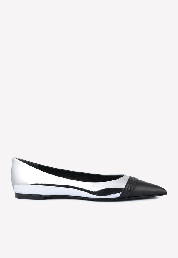Tom Ford Cap-Toe Ballet Flats in Mirror Leather W3031N-LCL233 C8907 Silver