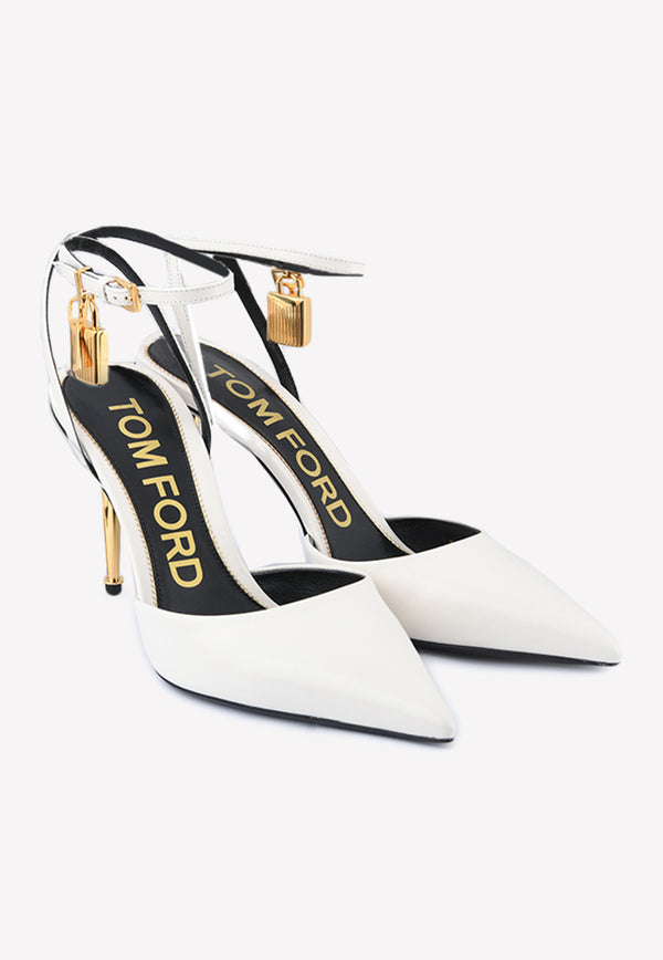 Tom Ford Padlock 85 Shiny Leather Pointed Pumps W2980T-LKD002 U1003 White