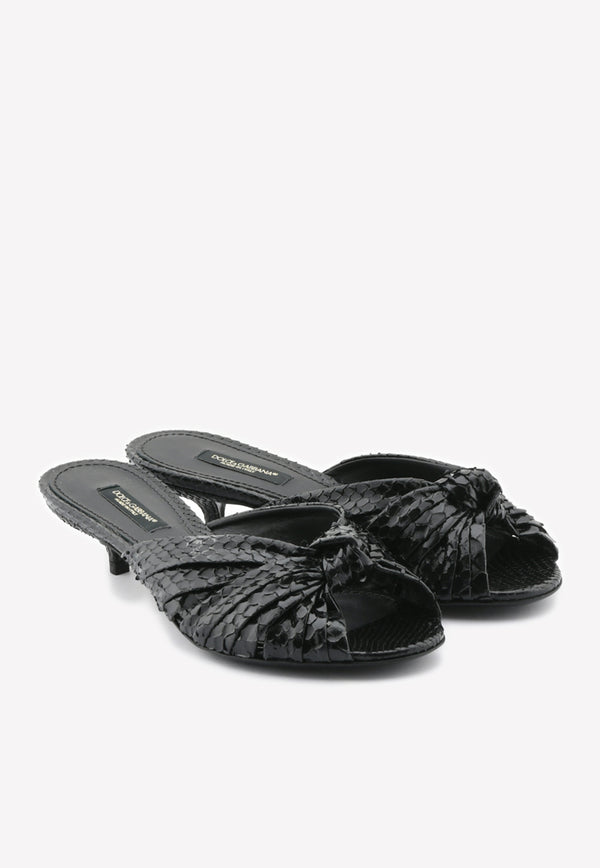 Dolce & Gabanna Keira 30 Python Leather Mules Black CR1076 A2043 80999