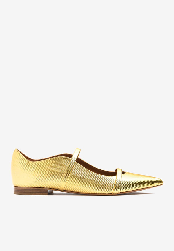 Malone Souliers Maureen Pointed Flats in Metallic Leather Gold MAUREENFLAT PUMP 82GOLD