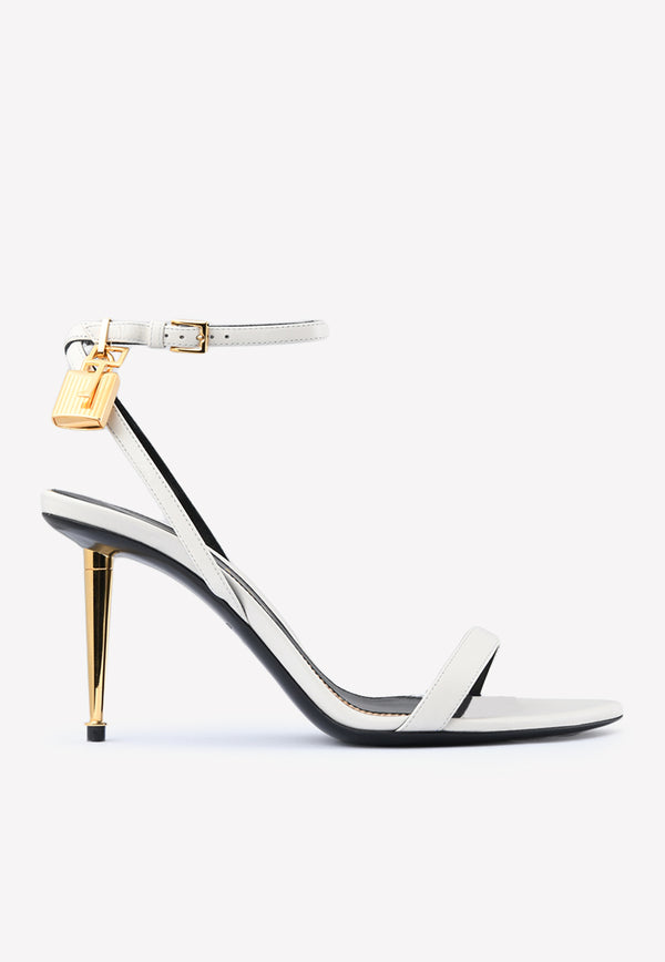 Tom Ford Padlock 85 Naked Pointy Sandals in Calf Leather W2748T-LKD002 U1003 Chalk