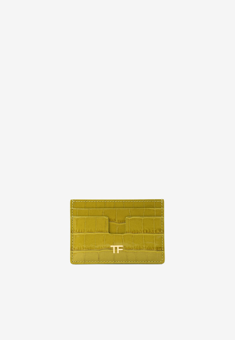 Tom Ford TF Cardholder in Croc-Embossed Leather Mustard S0250T-LCL150 U2018