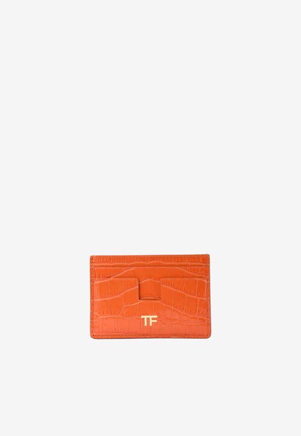 Tom Ford TF Cardholder in Croc-Embossed Leather Orange S0250T-LCL150 U2068