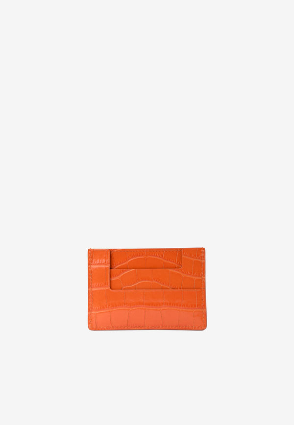 Tom Ford TF Cardholder in Croc-Embossed Leather Orange S0250T-LCL150 U2068