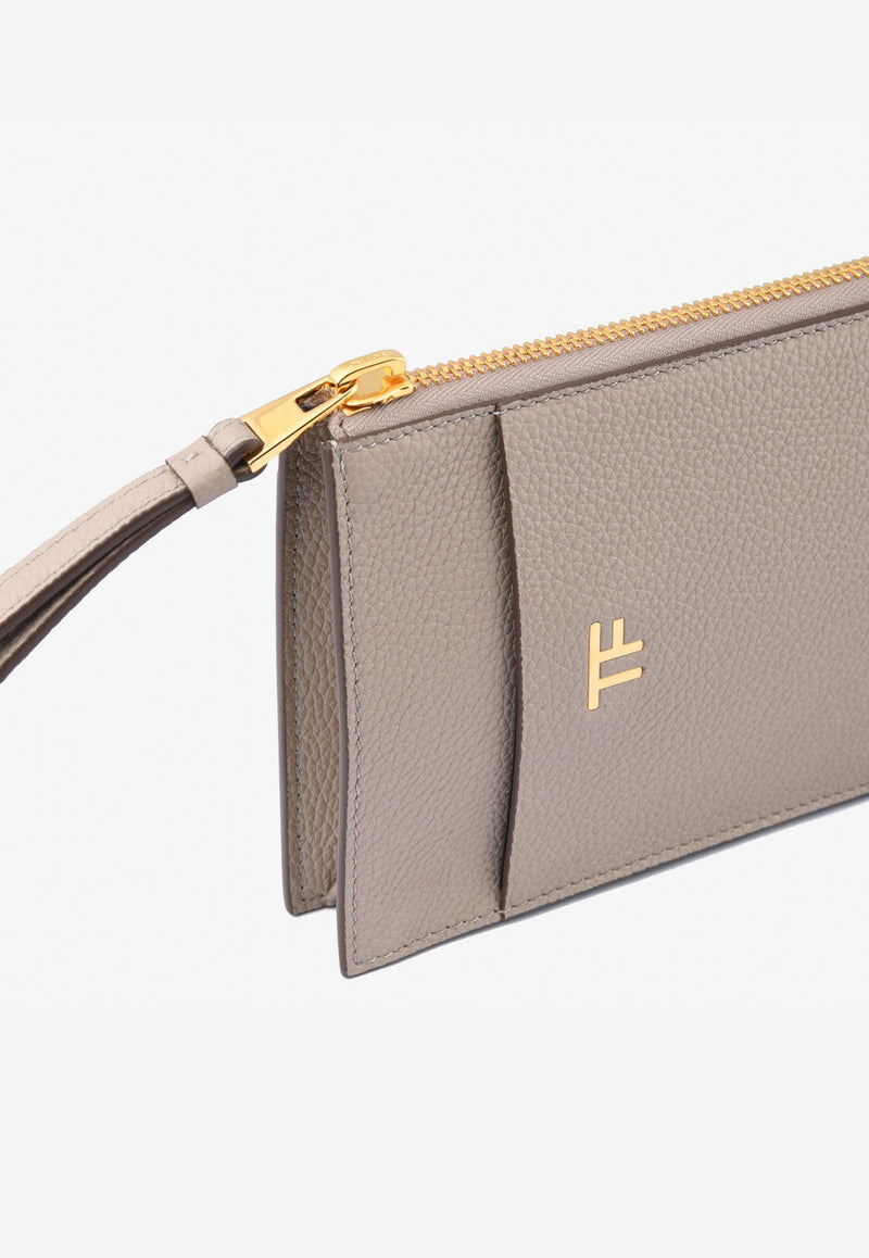 Tom Ford TF Zip Cardholder in Grained Leather with Wrist Strap Taupe S0417T-LCL095 U8006