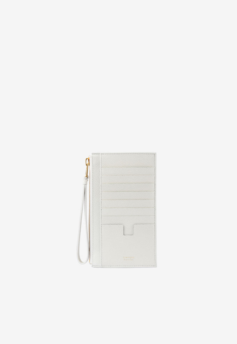 Tom Ford TF Zip Cardholder in Grained Leather with Wrist Strap White S0417T-LCL095 U1003