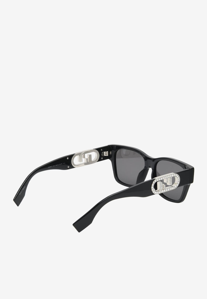 Fendi O'Lock Crystal Logo Sunglasses FE40081IBLACK Gray