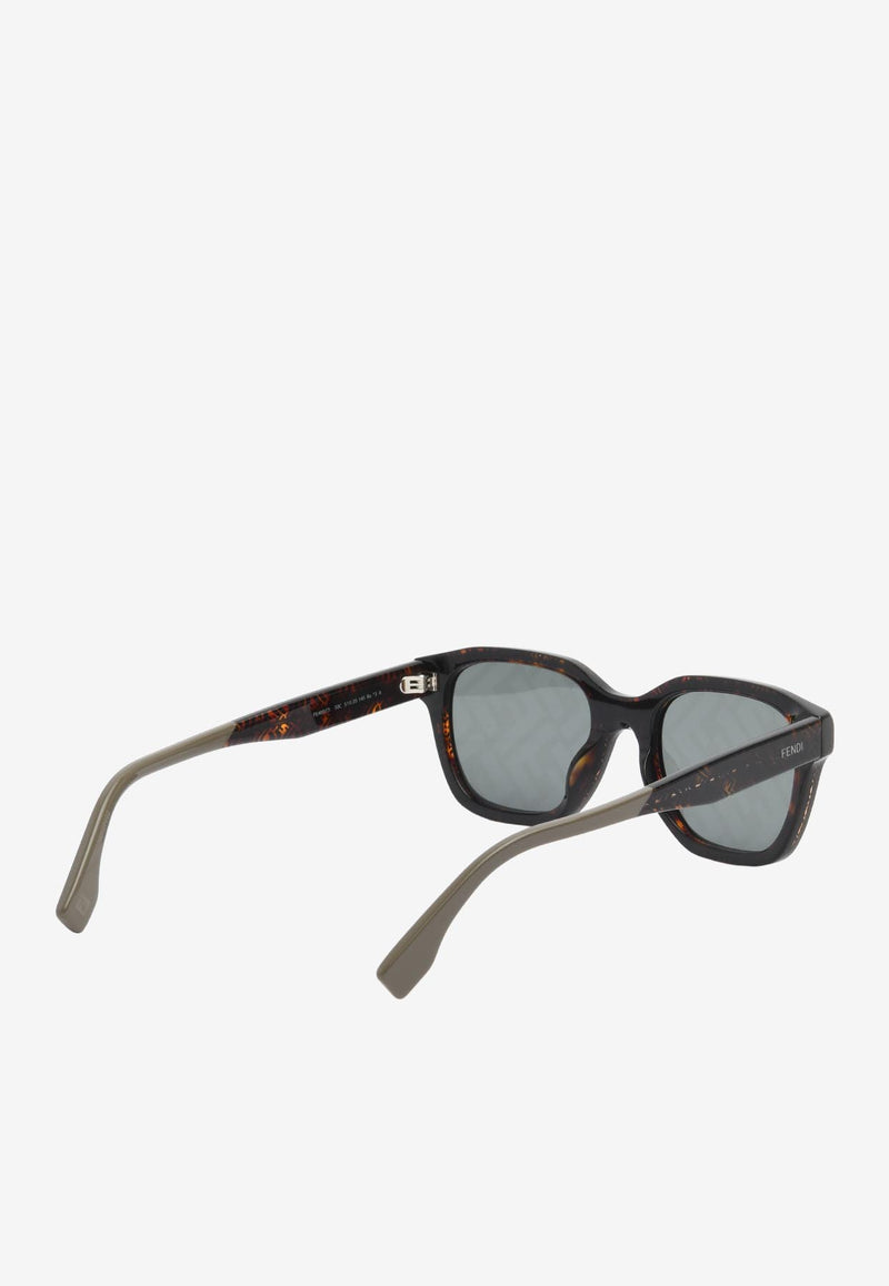Fendi FF Logo Pattern Sunglasses FE40077IDARK BROWN Gray