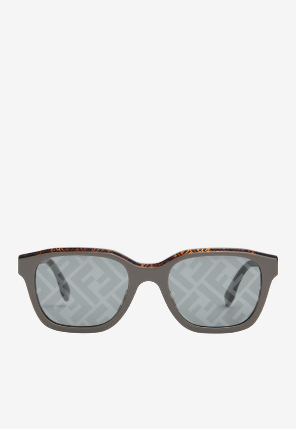 Fendi FF Logo Pattern Sunglasses FE40077IDARK BROWN Gray
