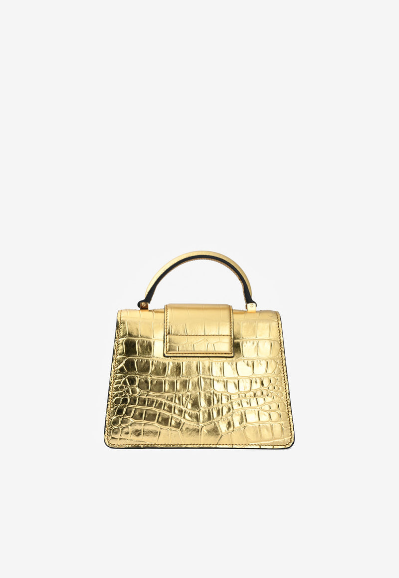 Tom Ford Mini 001 Croc-Embossed Top Handle Bag in Metallic Leather Gold L1370T-LCL258 U2004