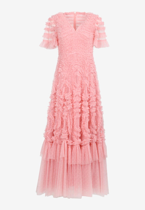 Needle & Thread Verity Ruffled Maxi Dress Pink DG-SS-41-RHS23-RQZPINK