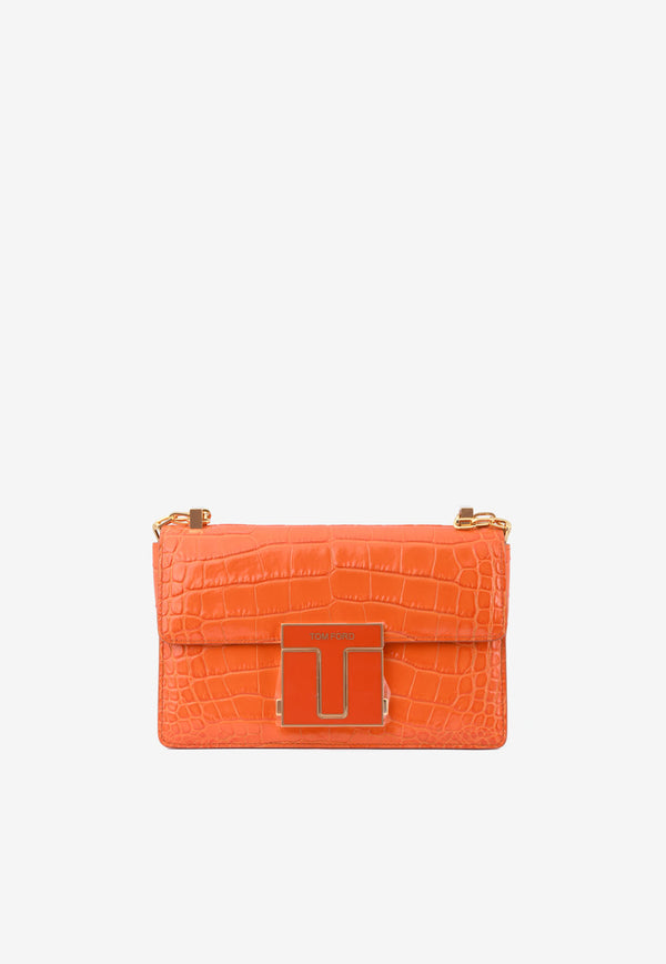 Tom Ford Medium 001 Chain Shoulder Bag in Croc-Embossed Leather Orange L1385E-LCL150 U2068