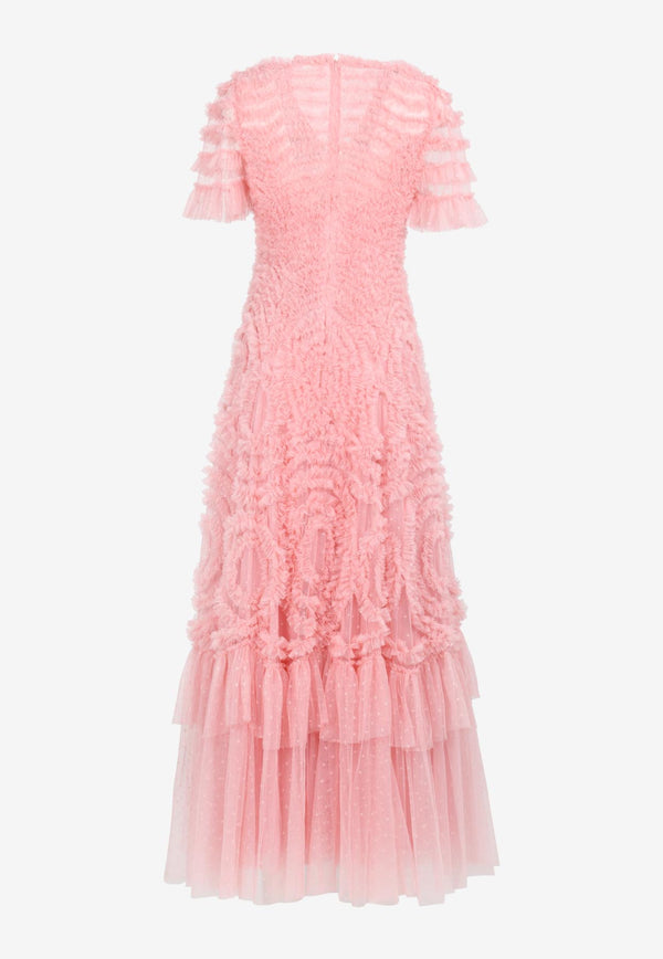 Needle & Thread Verity Ruffled Maxi Dress Pink DG-SS-41-RHS23-RQZPINK