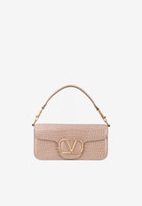 Valentino LOCÒ Croc-Embossed Shoulder Bag with VLogo Plaque Rose XW0B0K30WHF GF9