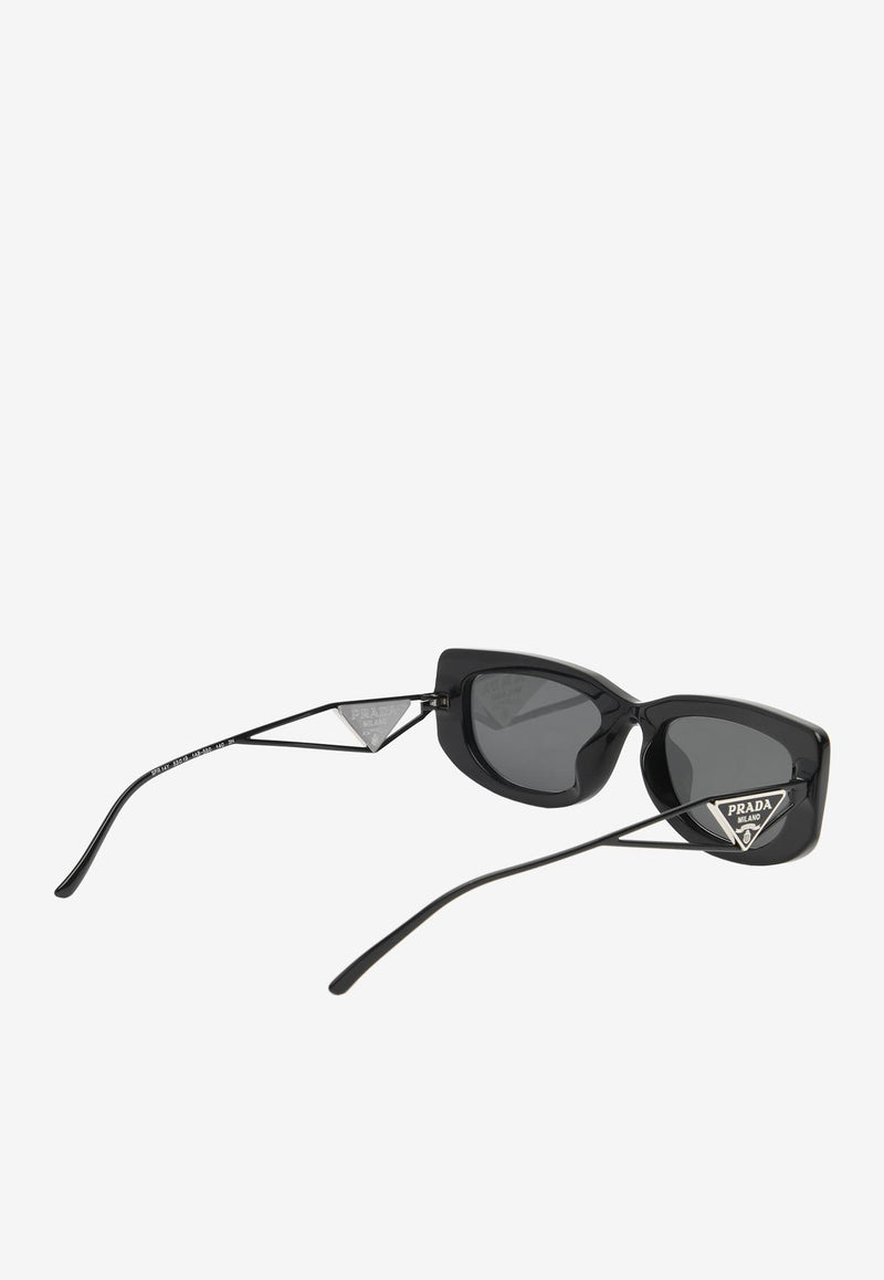 Prada Rectangular Logo Sunglasses Gray 0PR14YS1AB5S0BLACK