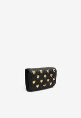 Moschino Mini Clutch Bag with Heart Studs Black 8102BLACK