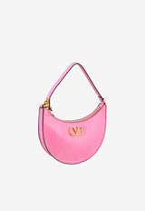 Valentino Mini Signature VLogo Hobo Bag in Snakeskin Leather Pink XW2P0W19MVD HW4