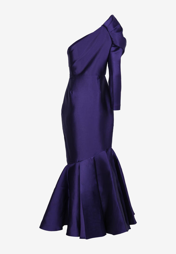 Solace London Heyam One-Shoulder Maxi Dress Purple OS36037PURPLE