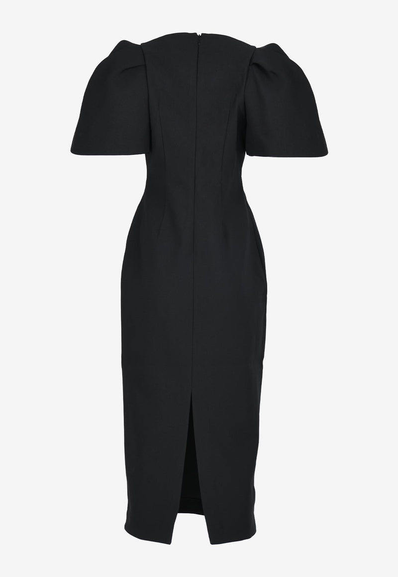 Solace London Lora Midi Cady Dress Black OS36025BLACK