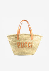 Emilio Pucci Basket Tote Bag with Logo Patch Beige 2HBC69 2H910 A32