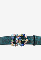 Dolce & Gabbana DG Crystal Belt in Python-Print  Leather Blue BE1501 AY063 80620