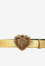 Dolce & Gabbana Devotion Metallic Belt in Croc-Embossed Leather Gold BE1506 AY196 8H943