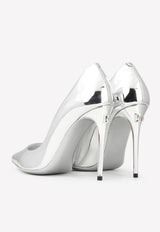 Dolce & Gabbana Cardinale 105 Pointed Pumps in Mirrored Leather Silver CD1710 AY828 80998