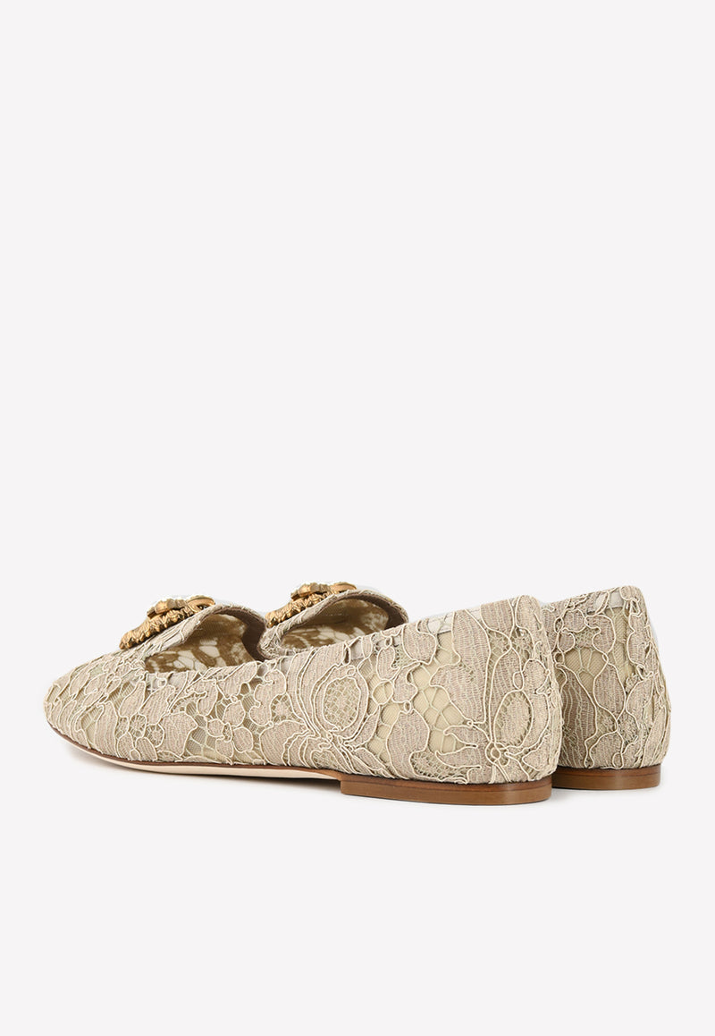 Dolce & Gabbana Devotion Taormina Lace Ballet Flats Beige CP0010 AY198 80703