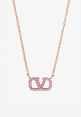 Valentino Crystal Embellished VLogo Necklace Rose Gold XW0J0Q37ZET 7JZ