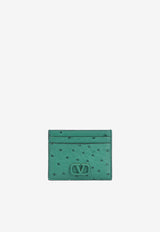 Valentino VLogo Cardholder in Ostrich Leather Green XW2P0V32CFQ T70