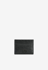 Valentino VLogo Cardholder in Ostrich Leather Black XW2P0V32CFQ 0NO