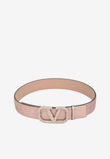 Valentino Crusted VLogo Snakeskin Belt Pink XW0T0X46ZME 04W