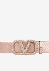 Valentino Crusted VLogo Snakeskin Belt Pink XW0T0X46ZME 04W