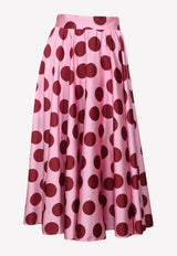 Dolce & Gabbana Polka Dot Pleated Midi Skirt Pink F4BTGT FSAZF HFNER