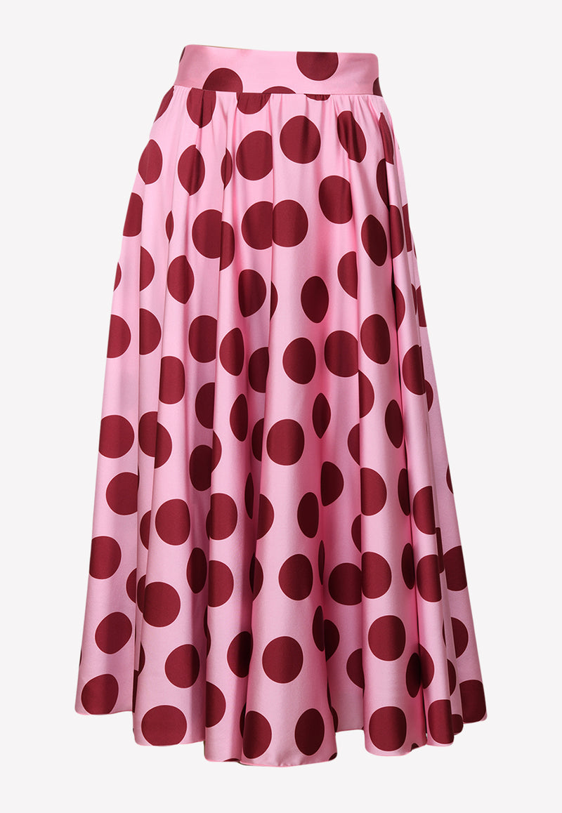 Dolce & Gabbana Polka Dot Pleated Midi Skirt Pink F4BTGT FSAZF HFNER