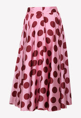 Dolce & Gabbana Polka Dot Pleated Midi Skirt Pink F4BTGT FSAZF HFNER