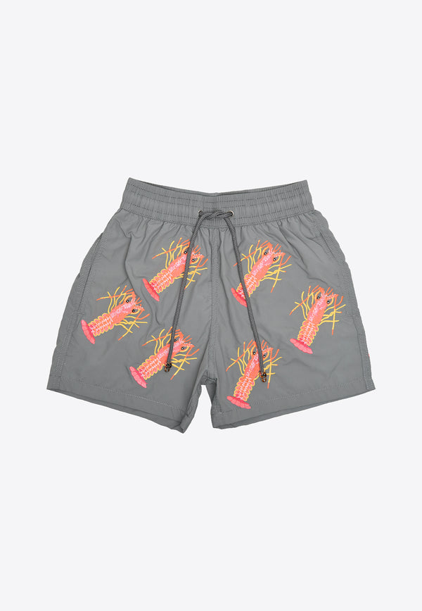 Les Canebiers All-Over Lobster Swim Shorts in Grey All Over Lobster-Grey